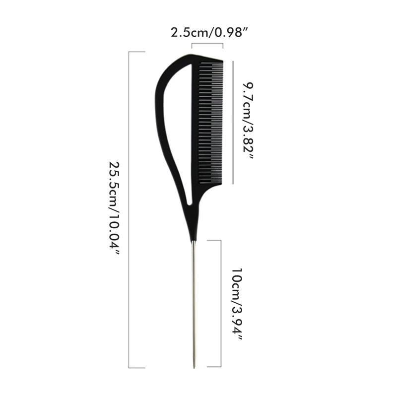 Kappers Kam Stalen Tip Staart Kam Hoogglans Haar Kam Rvs Handvat Haar Kam Anti-Statische Styling Care haar Kam