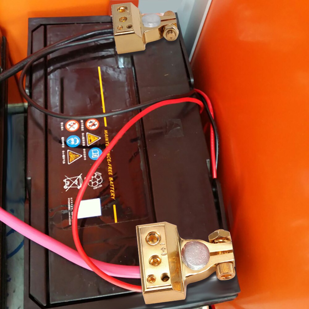 Jauge de batterie de voiture en métal plaqué or, 2 pièces, positif négatif, sûr, Terminal, connecteur électrique doré,