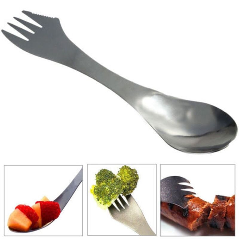 Multitool Stainless Steel Fork Spork Spoon Picnic Camping Multifution Flatware Utensil Can Opener Portable Tableware Cutlery #