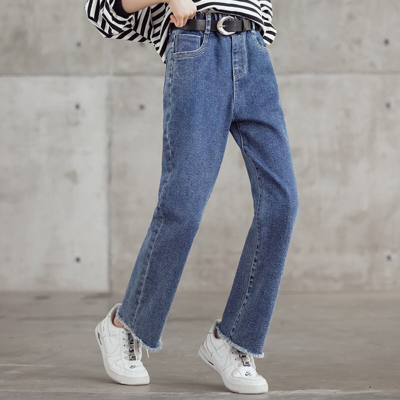 Pantalones vaqueros para chicas adolescentes, ropa de calle a la para niños de 4 a 14 años, Color sólido, para primavera y otoño