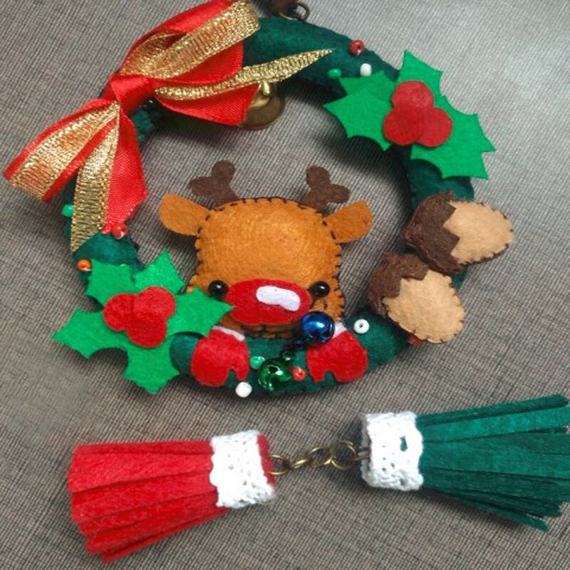 16x10cm Pretty DIY Sewing Felt Package For Car Home Decoration Christmas Deer Flower Nonwoven Felt DIY Handmade Package