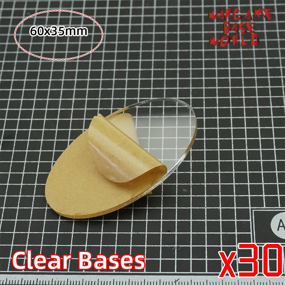 TRANSPARENT / CLEAR BASES for Miniatures - wargame oval bases 60x35mm oval bases: 30 bases