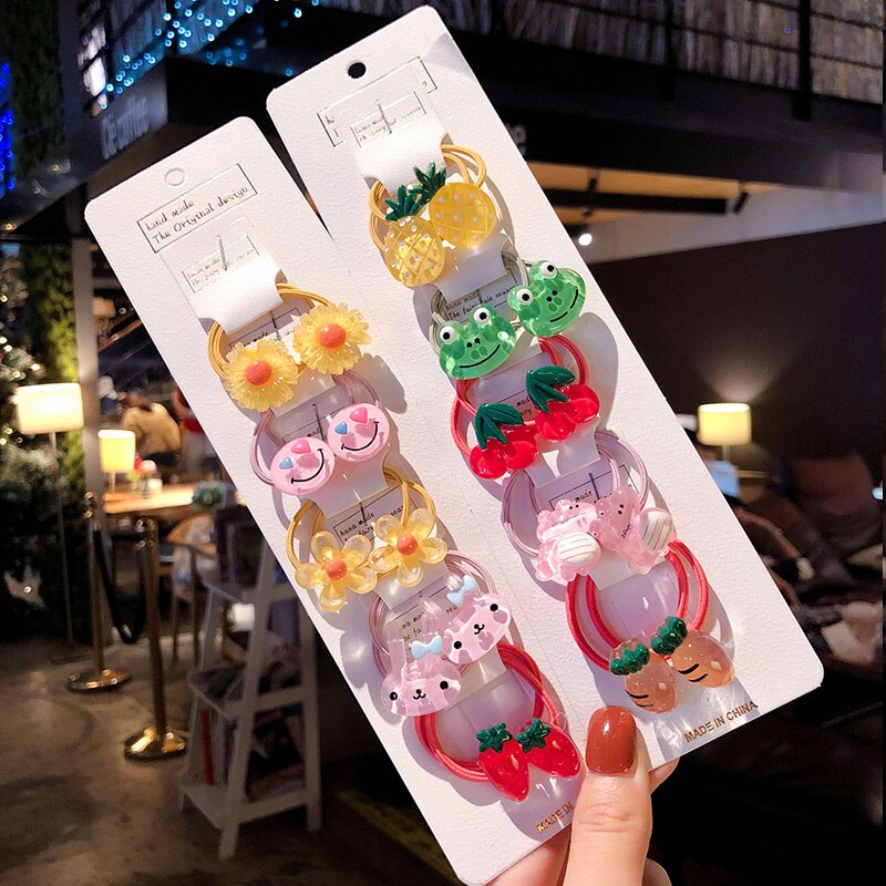 15/20 Pcs/Bag Children Cute Colors Cartoon Fresh Fruit Flower Elastic Hair Bands Girls Acrylic Rubber Bands Kid Hiar Accessories: Daisy-20 Pcs