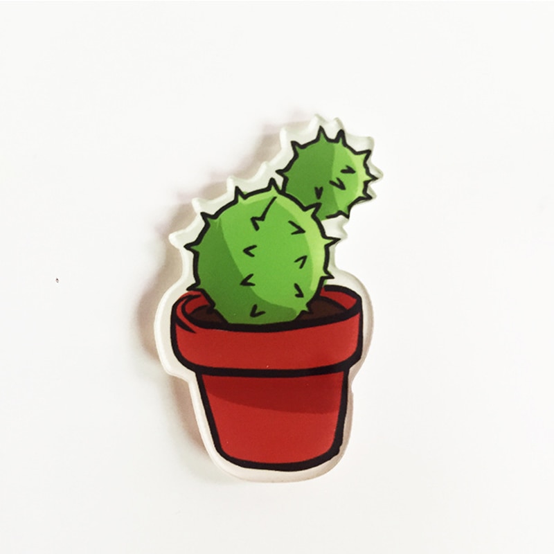 1 Stks/set Cartoon Cactus Bonsai Broche Acryl Badges Pictogrammen Op De Rugzak Pin Badge Decoratie Badges Voor Kleding Diy