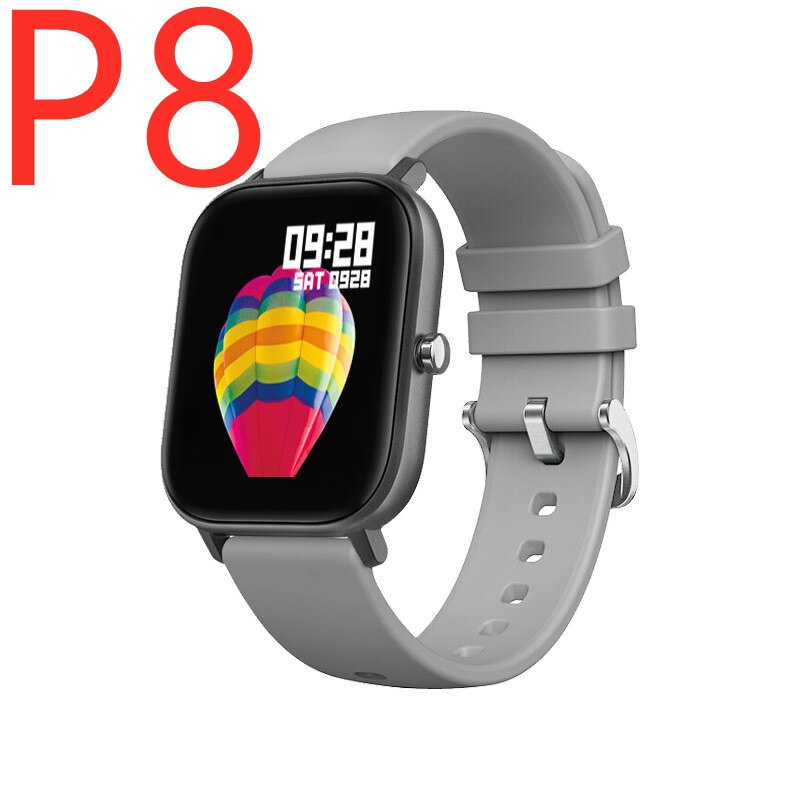 P8 Smart Uhr Männer Gebaut-in Spiel IP67 Wasserdichte Fitness tracker Heart Rate Monitor Frau Smartwatch für iOS Android telefon: P8 gray