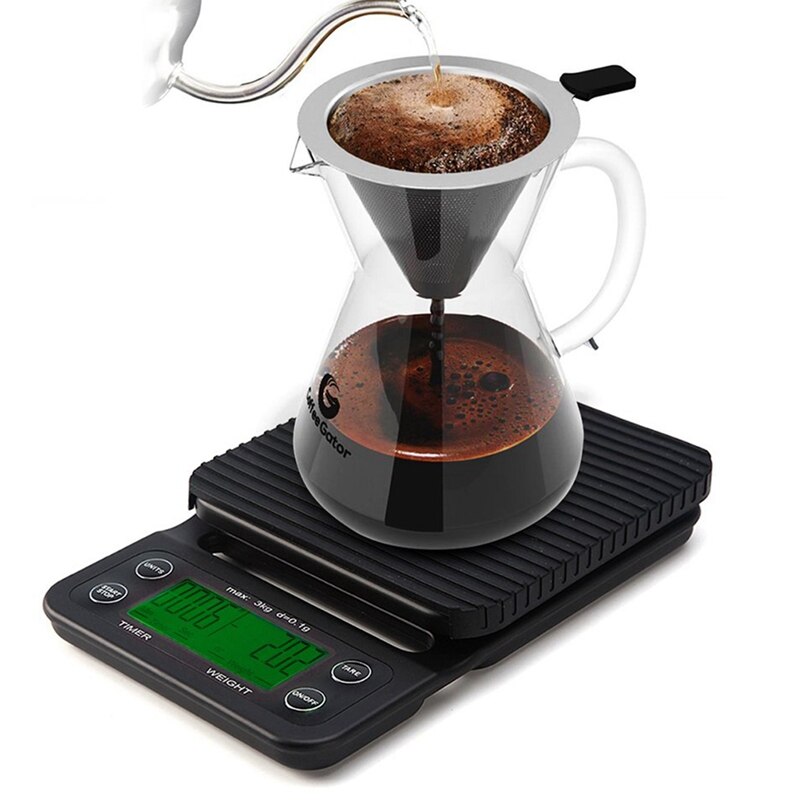 Coffee Scale with Timer High Accuracy Kitchen Food Scale with Tare Function 3KG Max Load 0.1G Precision Sensor