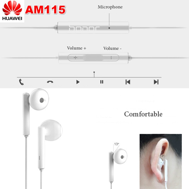 Huawei-auriculares Honor AM115 originales, cascos con conector de 3,5mm, con cable, para Huawei P10, P9, P8, Mate9, Honor 8