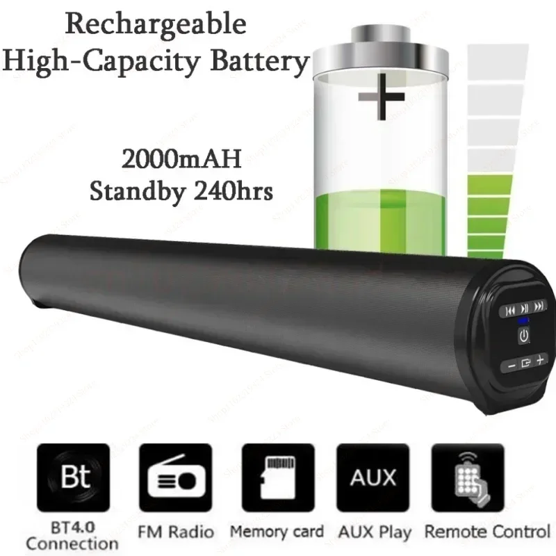 Bærbar superkraftig trådløs bluetooth-høyttaler hjemmekino-tv-lydplanke quick reader bluetooth-lydboks subwoofer fm-radio