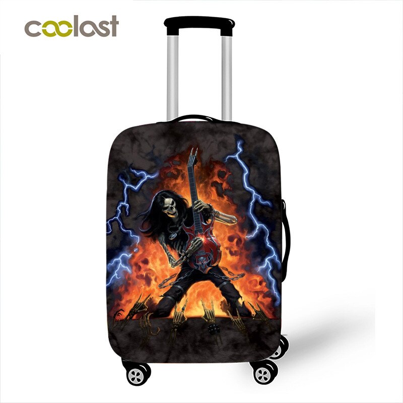 Punk Rock Guitar Rose Skull Suitcase Cover Travel Accessories Elastic Protective Luggage Covers Anti-dust Case Cover 18-32 inch: S / pxtgothic108