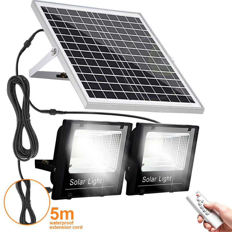 2 head outdoor solar spotlights Aluminum Waterproof Super Bright Solar Street Flood Wall Light With Remote Exterior solar lights