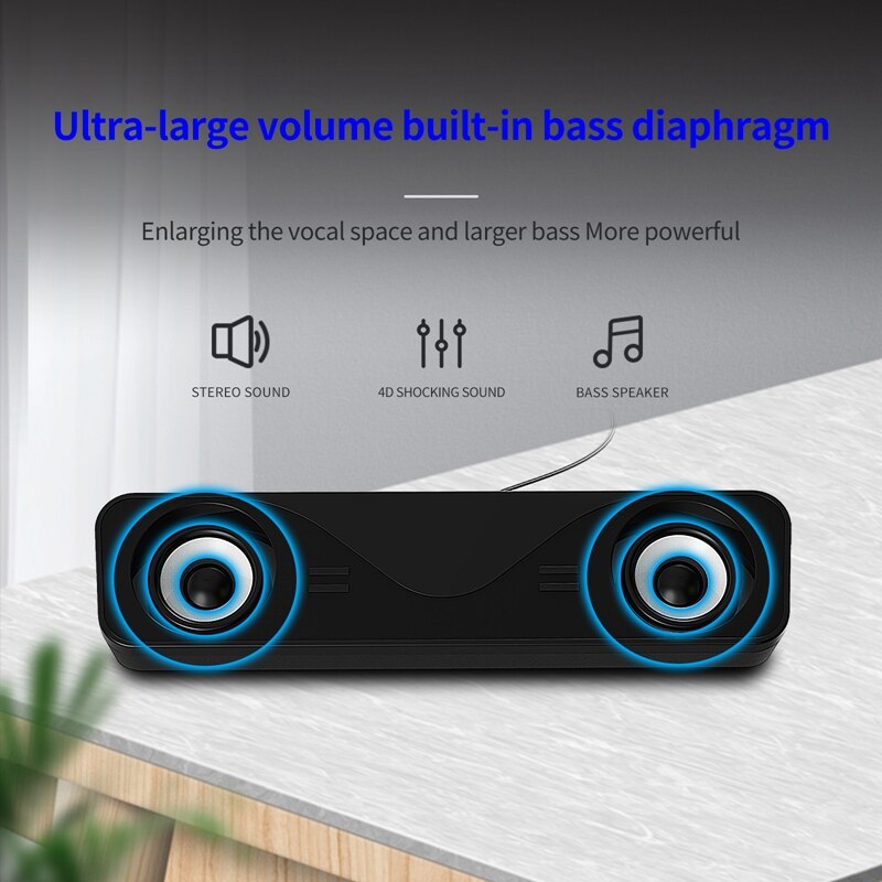 Computer Speakers Home Portable 3.5mm+USB Dual Speakers 3Wx2 AUX Desktop Laptop Speakers