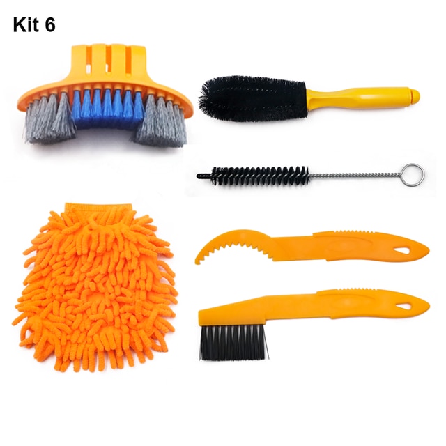 Bicycle Cleaning Kit Mountain Bike Chain Cleaner Scrubber Tire Brushes Washing Glove Cycling Maintenance Tool Accessories: Kit 6