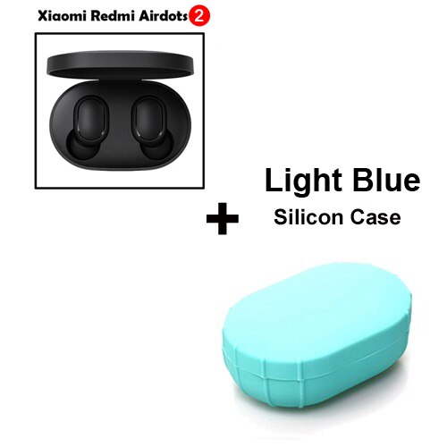 Xiaomi Redmi Airdots earphone 2 TWS Stereo Wireless earphone Voice control Bluetooth 5.0 Noise reduction Tap Control: Add Light Blue Case