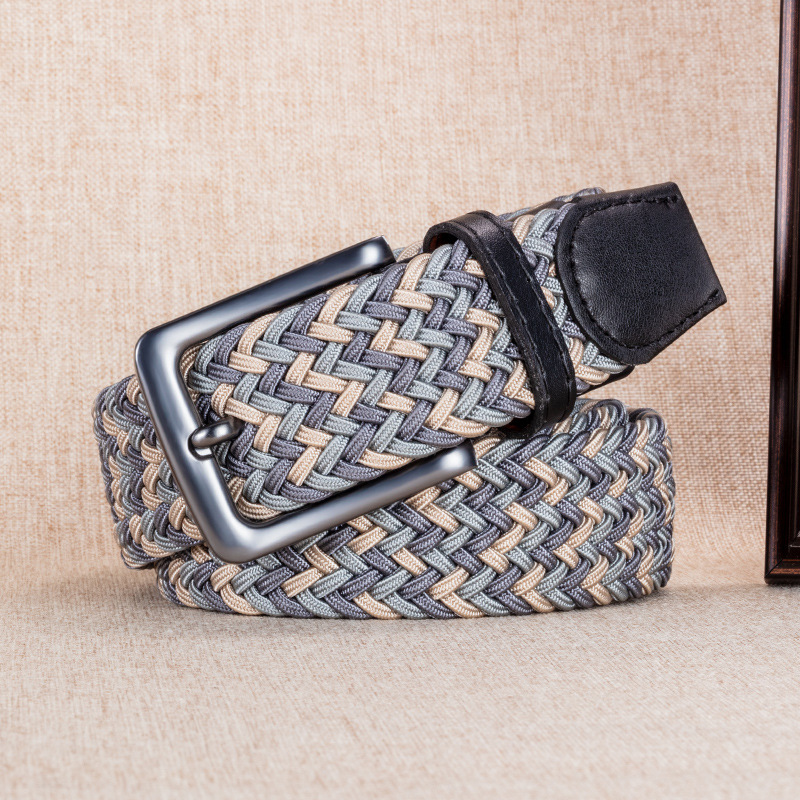 Neue Männer Gürtel hochwertige Patchwork Farbe Leinwand Herren Gürtel unperforierte Legierung Nadel schnalle Männer Nylon Gürtel Sport Jeans Bels: Lila / 125 cm