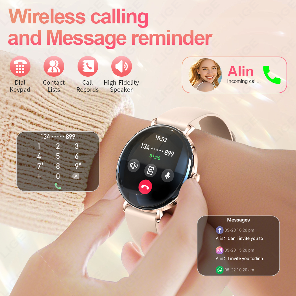 2025 Nowa moda Inteligentny zegarek Kobiety 1.43 '' AMOLED HD Wyświetlacz Bluetooth Połączenie Tętno Kobiety Zdrowie sport Kobiety Smartwatch Mężczyźni