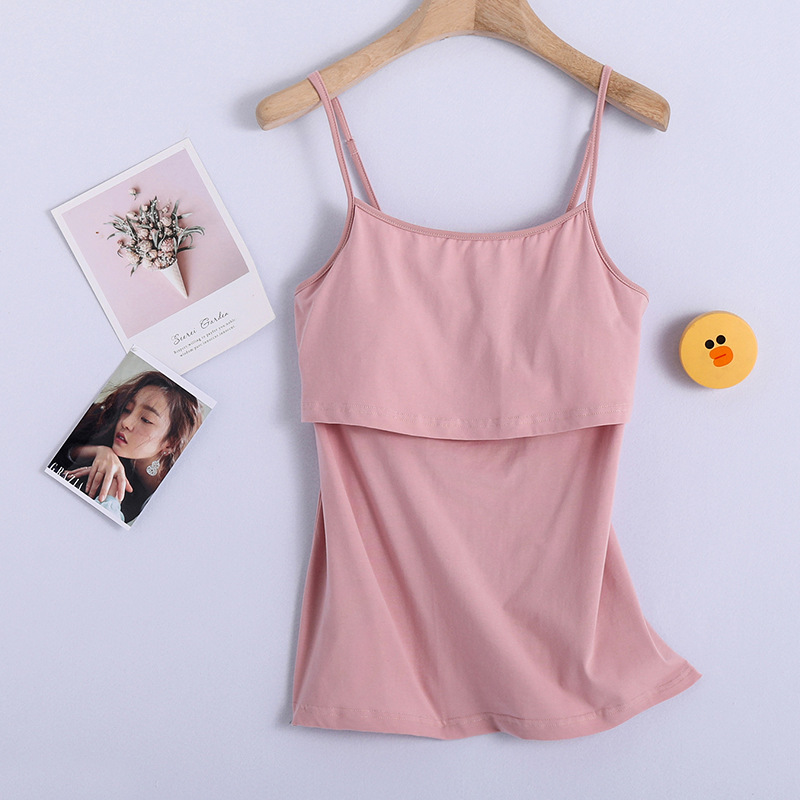 Top de grossesse pour femmes, vêtements solides, haut d&#39;allaitement, débardeur ample en coton, Top court, chemise de maternité, été: Beige / M