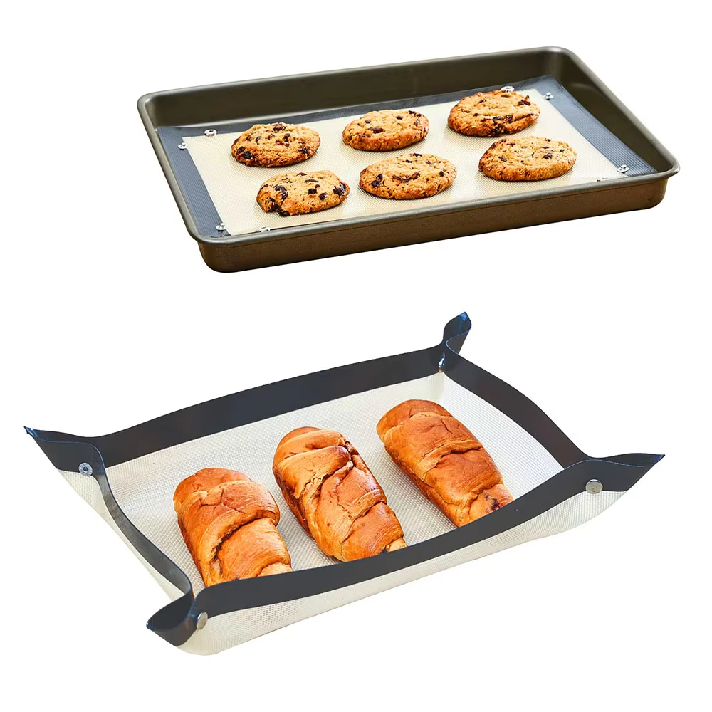Draagbare oven bakmat, siliconen bakmat met knop, hittebestendige deegmat, herbruikbare, veilige en betrouwbare keukenbakbenodigdheden.