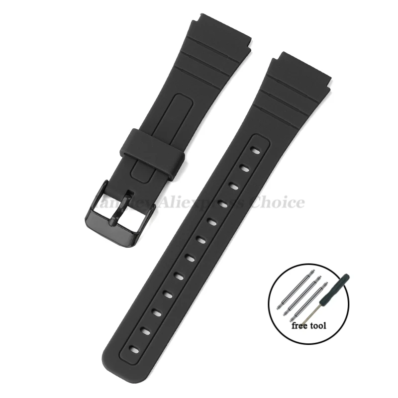 Siliconen Horlogeband voor Casio F-91W W-800H 18mm voor W800H SGW400 F84 F105/108 A158/168 AE1200/1300 heren Sport Rubberen Armbanden: Beige