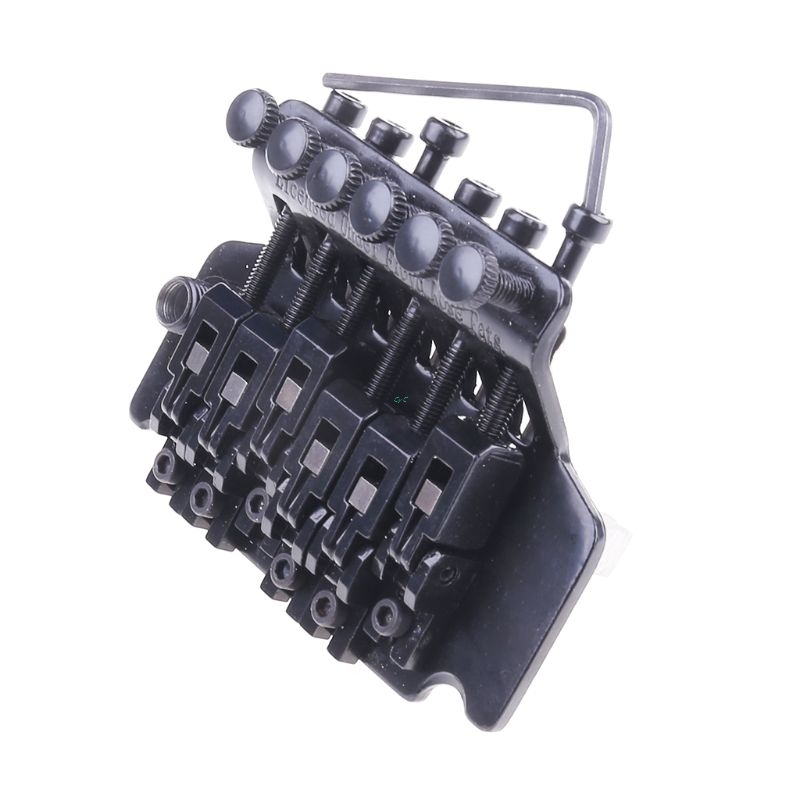 1 set svart tremolo-stall med dubbel låsningssystem, drogna elgitarrsträngar, stalldelar för floyd rose lic i