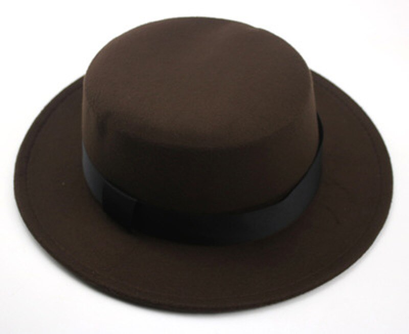 kids fedora hats for boys girls solid color flat top with ribbon band belt winter hats autumn big brim formal black kids hat
