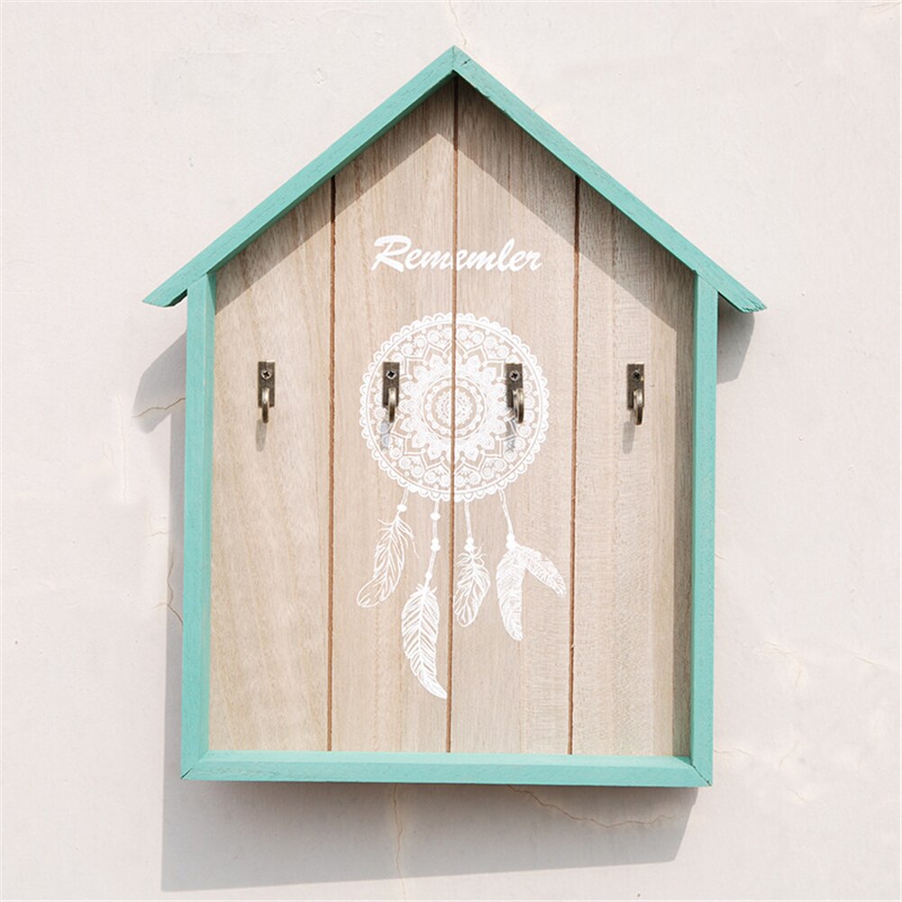 Entrance Door Key Box Mail Hanger Wall Holder Wood Key Rack Organizer Mount Hooks Home with 4 Key Hooks Wooden Crafts: C