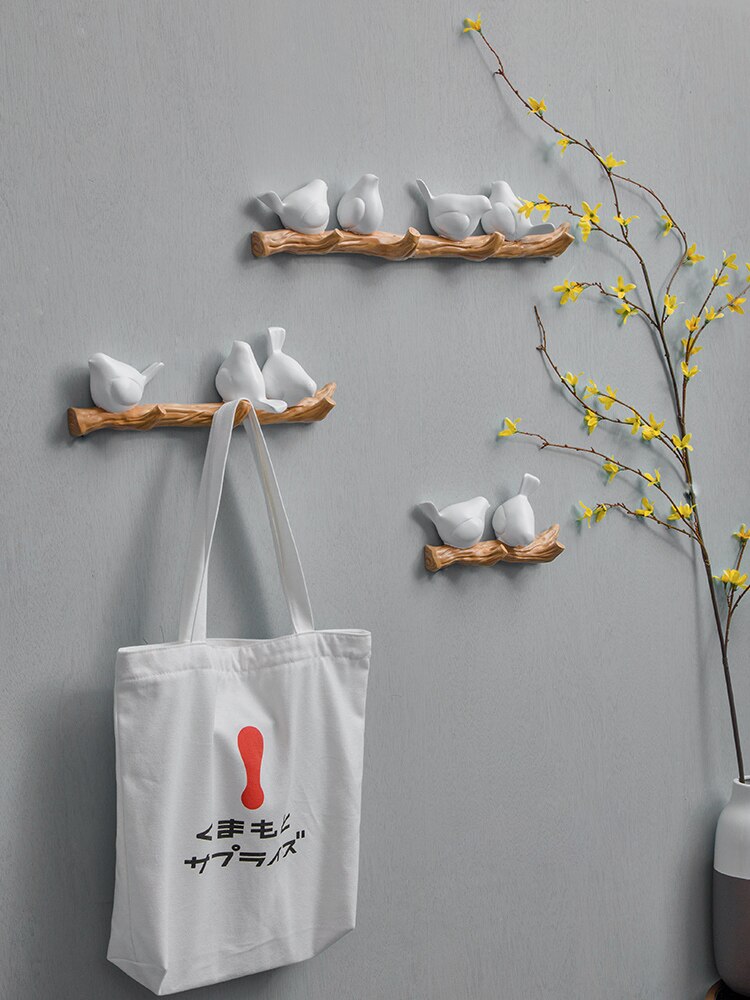 Muur Hanger Zonder Gat Kamer Accessoires Home Decoratie Vogels Decor Houten Hanger Kleding Winkel Decoratie Paskamer Haak