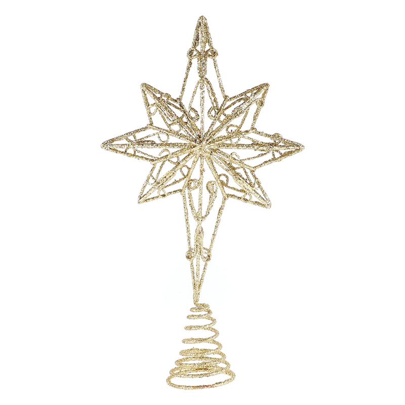 Anijs Ster Tree Topper Star Kerstvakantie Boom Topper Iron Star Festival Treetop Decor Voor Thuis Xmas Party Supplies: Golden