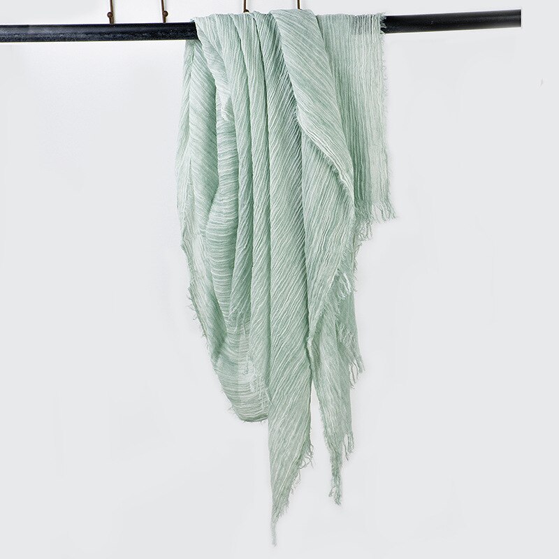 Écharpe en coton et lin pour homme, Style japonais, rayures, bleu marine, noir, hiver: green