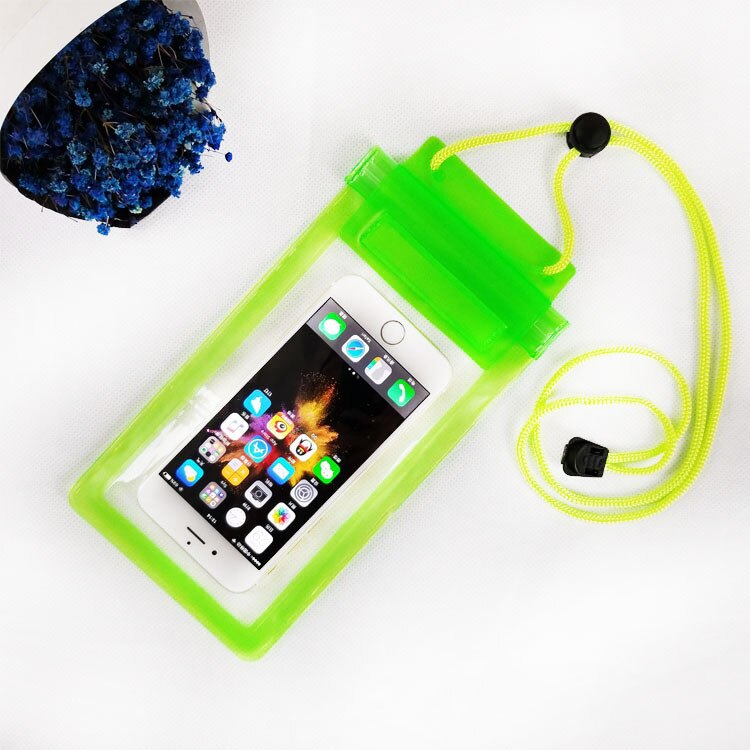 Sacos de natação à prova dwaterproof água saco com luminosa subaquática bolsa de telefone caso para iphone 6s 7 8 xr universal todos os modelos 6.5 polegada: green