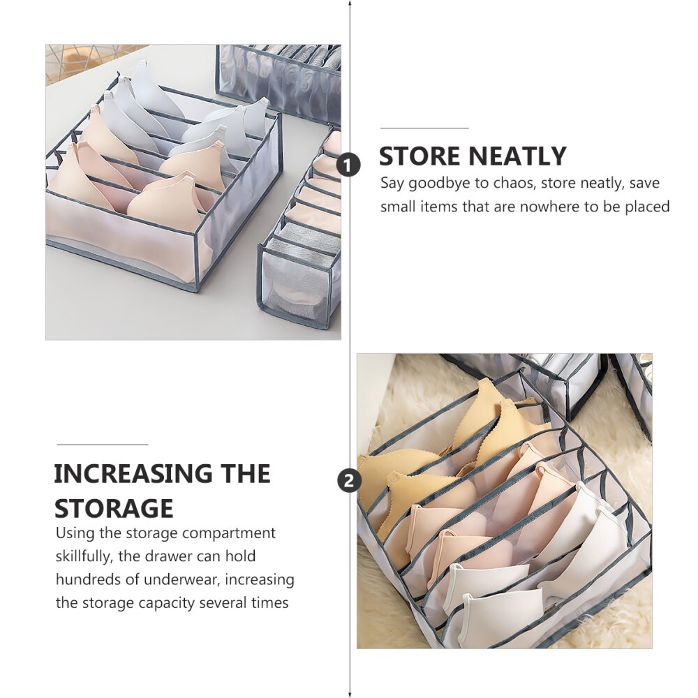 1Pc Compartments Clothes Storage Box Underwear Storage Box (Blue and Grey)