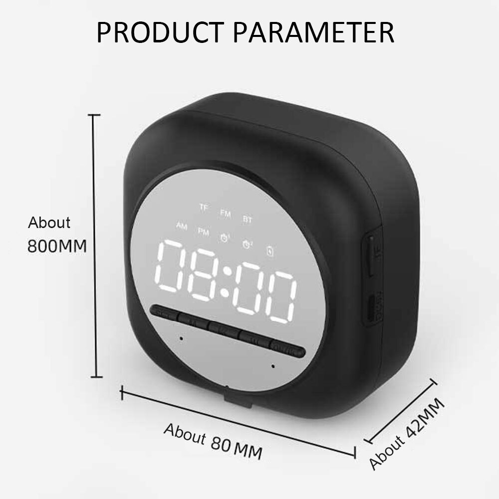 Multifunction Alarm Clock Bluetooth Speaker With FM Radio LED Snooze Wireless Subwoofer Music Player Table Clock Phone Stand