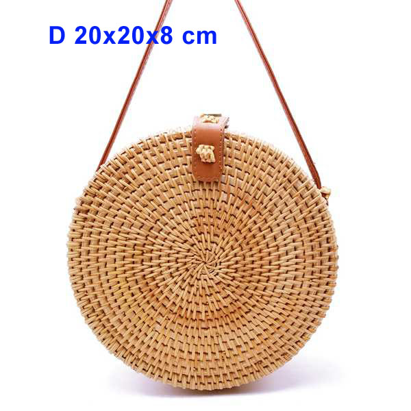 2020 rotonda Borse di Paglia Delle Donne di Estate Rattan Handmade Sacchetto Tessuto Spiaggia Cross Body Bag Cerchio Della Borsa Della Boemia Bali prezzo Più Basso l31: 20x8 da pi kou