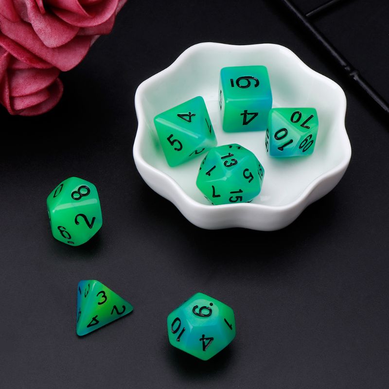 7 Stks/set Lichtgevende Polyhedral Zijdige Dobbelstenen D4 D6 D8 D10 D12 D20 Set Voor Dungeons &amp; Dragon D &amp; D rpg Poly Game B36F