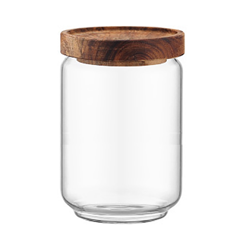 700 ML couvercle en bois verre hermétique bidon cuisine stockage bouteilles pots alimentaire conteneur Grains thé café Grains pot: Default Title