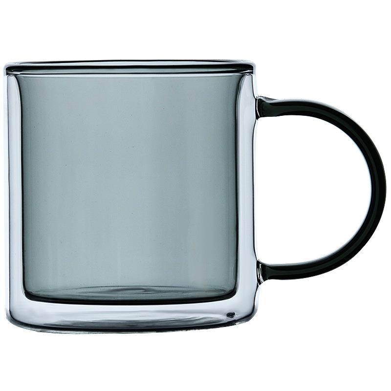 Glass Coffee Mug Heat-resistant Glass Mug Double Wall Insulated Mug with Handle Beer Mug Tea glass Whiskey Glass Cups Drinkware: Gray and Clear