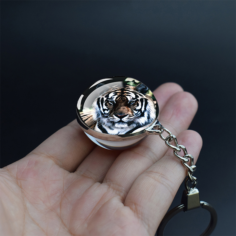 Tiger Picture Keychain Crystal Ball Jewelry Year of The Tiger Year Glass Ball Jewelry 35MM Keychain Year for Family: 8