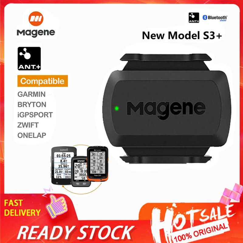 MAGENE S3+ Bicycle Computer Speedometer Dual Sensor USB ANT+ Bluetooth Cadence Cycling Garmin iGPSPORT Zwift Wahoo Bkool