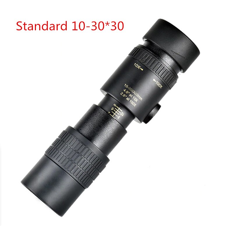 4K 10-30x30mm Night Vision High-definition High-power Telescope Telescope Super Telephoto Zoom Monocular Telescope Tripod: Standard 10-30x30