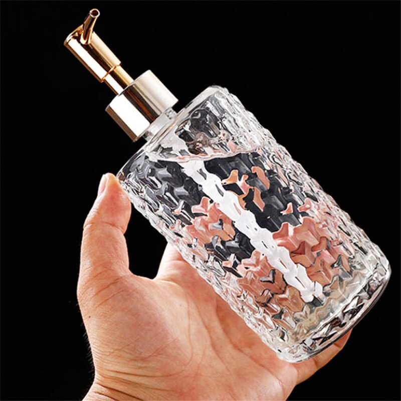 400Ml Zeep Fles Badkamer Transparante Opslag Flessen Douche Hervulbare Glazen Fles Shampoo Druk Fles Zeepdispenser