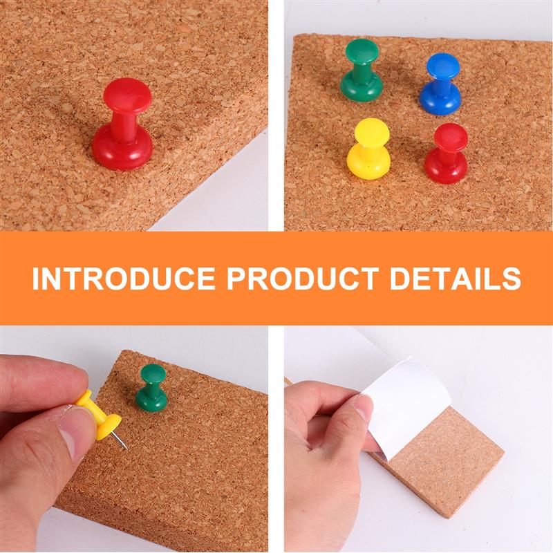 4Pcs Kurk Bulletin Bar Strip Natuurlijke Frameloze Kurk Boord Strips Met Pushpins