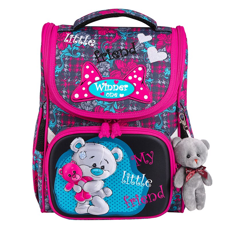 Mochilas escolares para niñas, mochilas escolares para niños, Mochila ortopédica con bonito oso, Mochila escolar para niños, Mochila: plaid bear