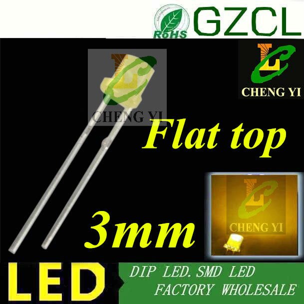 LED diode 3mm flat top red led color diffused DIP LED Electric indicator 2.0-2.2V(1000PCS Free shpping)