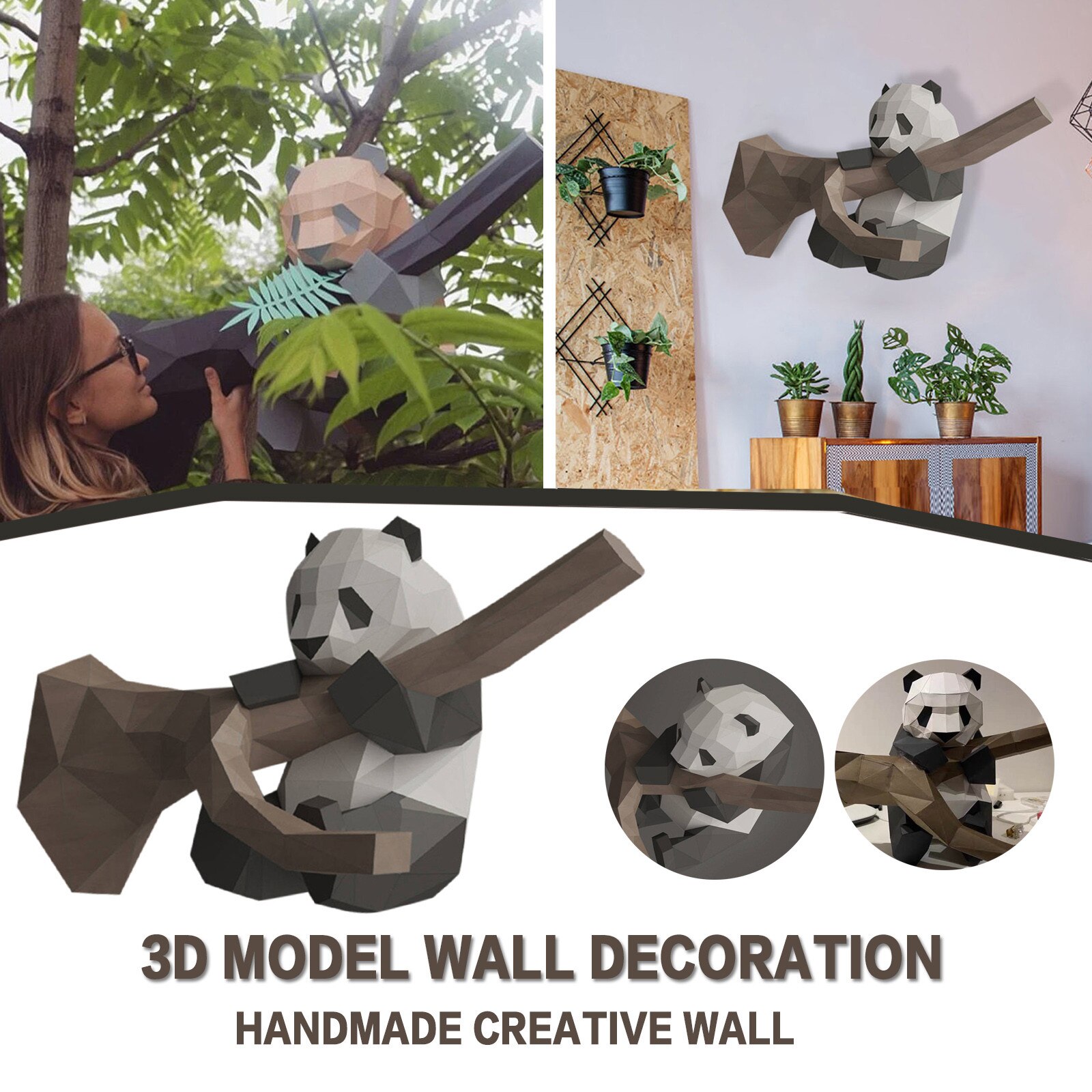 Panda Stickers Decoratie Diy 3D Model Wanddecoratie Handleiding Creatieve Muur Opknoping Muur Decoratie Наклейки 3д На Стену