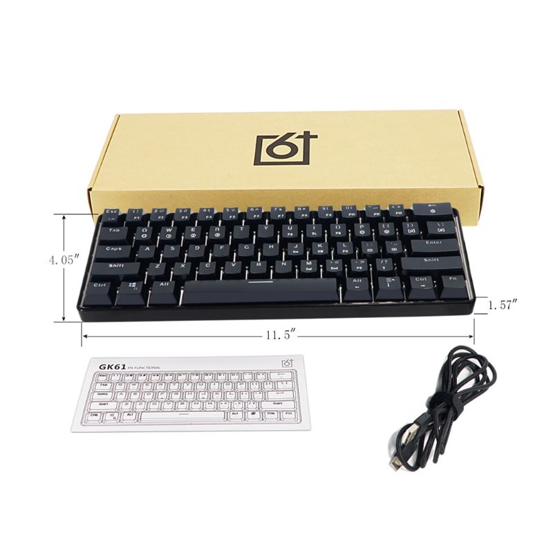 SK61-Teclado mecánico de 61 teclas con cable USB, Teclado mecánico de retroiluminado con LED ejes para juegos para escritorio