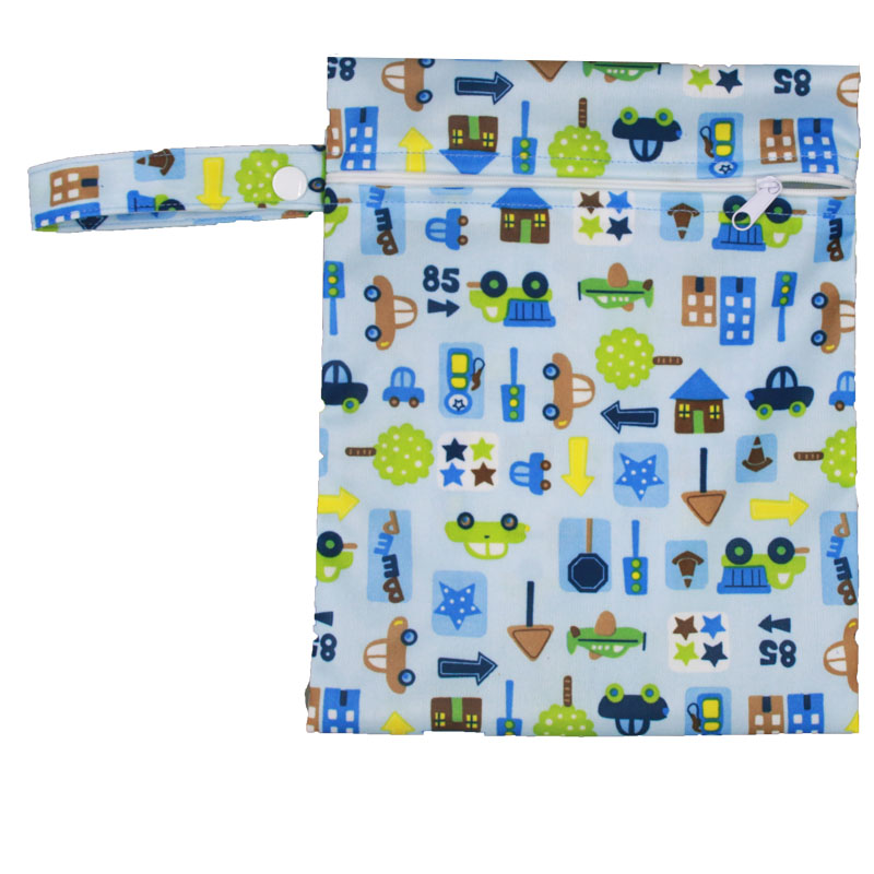 Printed Pocket Wet Bag Waterproof Reusable Nappy Bags PUL Travel Baby Nappy Mini Size Wet Dry Bags Wetbags 25x20cm