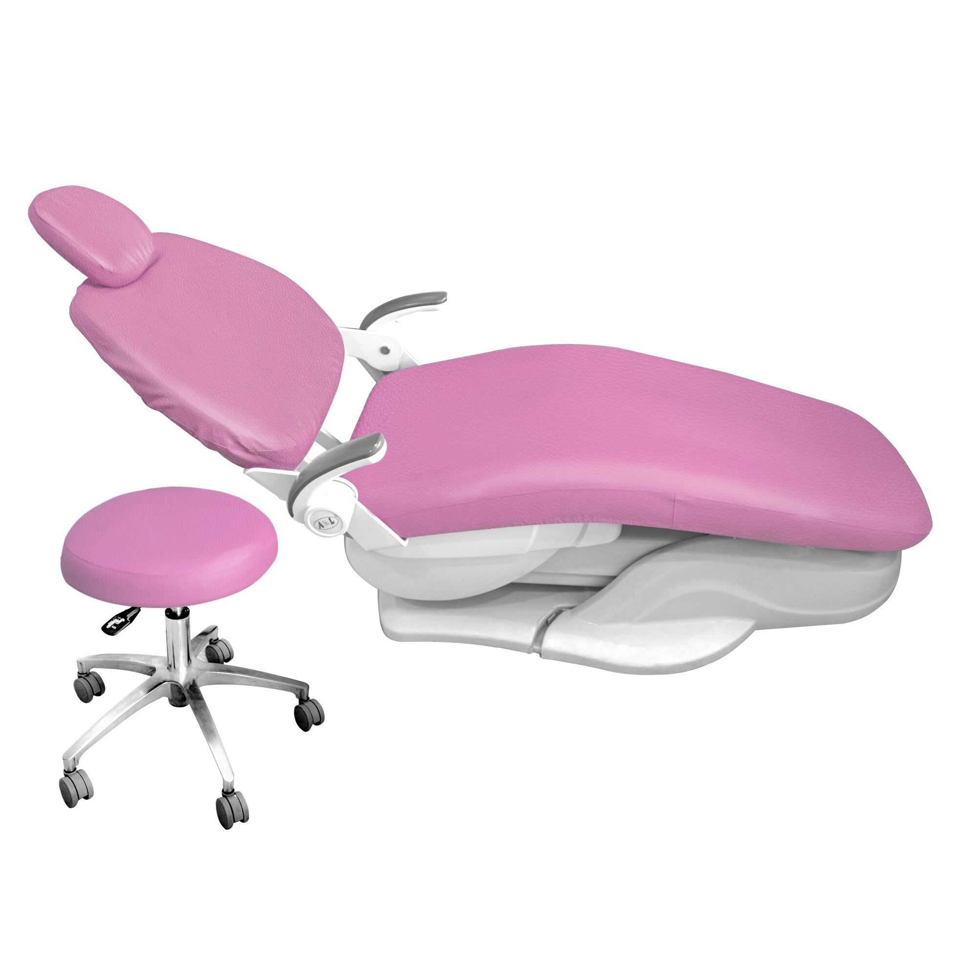 Dental PU Leather Unit Dental Chair Seat Cover Chair Cover Elastic Waterproof Protective Case Protector Dentist Equipment 1 Set: Pink