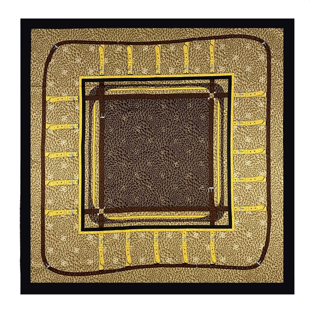 90Cm Drie Giraffen Hijab Sjaal Vrouwen Bandana Handgemaakte Gekruld Twill Zijde Vierkante Sjaal Luxe Foulard Hoofd Sjaals Sjaal