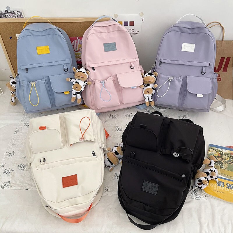 Mochila negra para mujeres y niñas, mochilas escolares para estudiantes adolescentes, mochila trasera de nailon