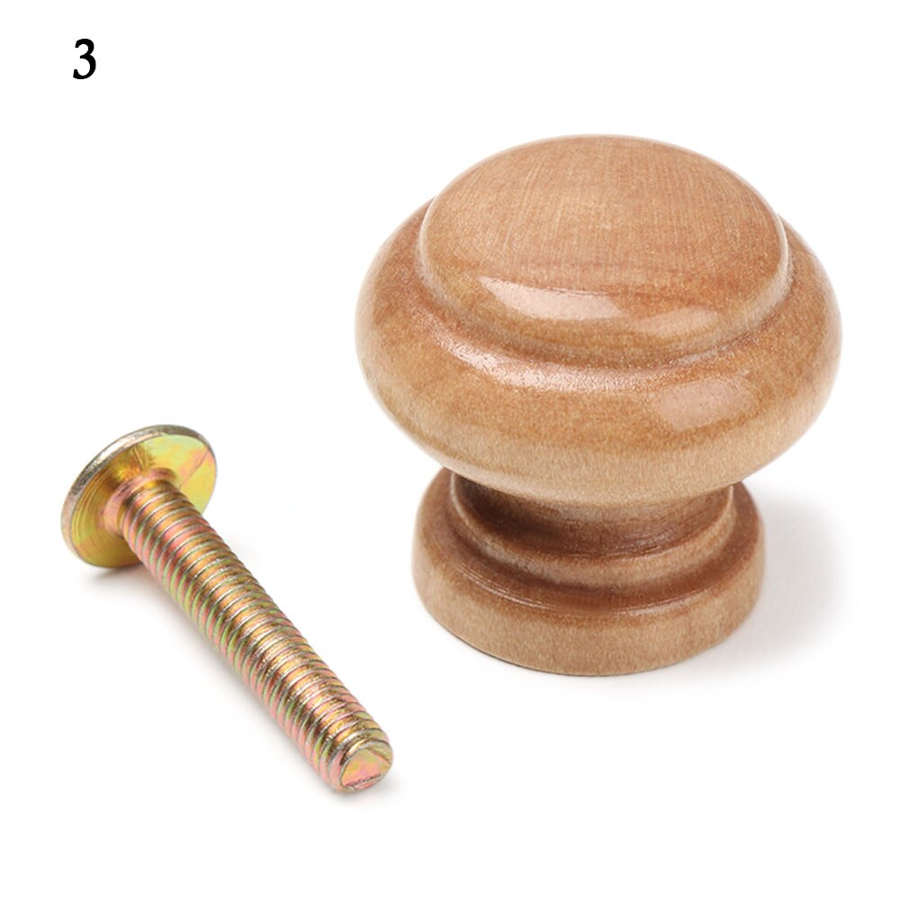 1PC Furniture Hardware Nature Color Wooden Cabinet Knob Solid Pull Handle Knobs Drawer Wood Handles Home Door Parts: 3