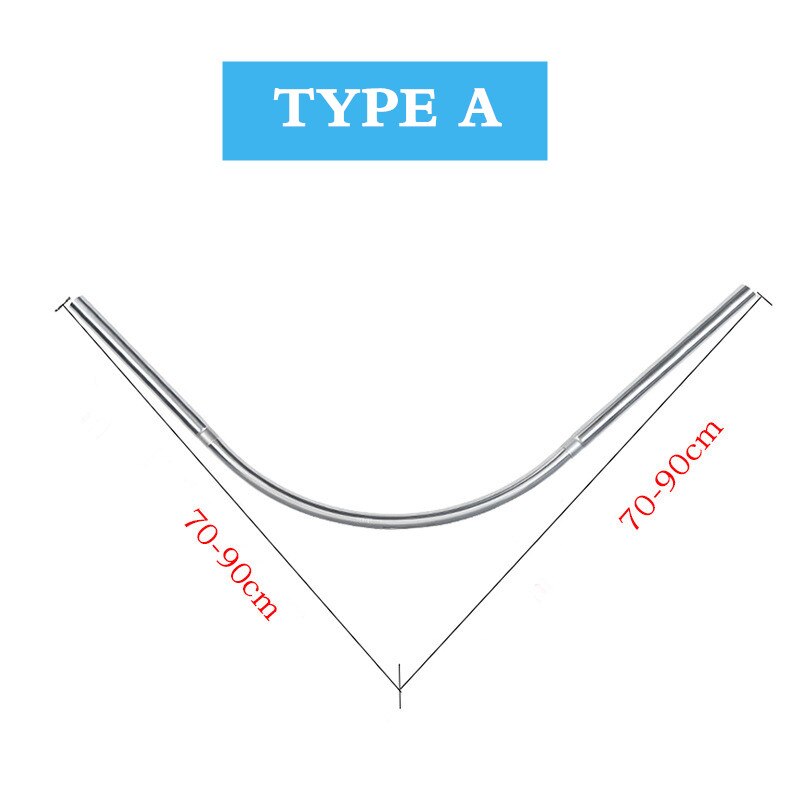 U-Shaped Shower Curtain Rod Retractable Curved 201 Stainless Steel Rail Rod No Punching Bathroom Curtain Mounting Rod 6 Size